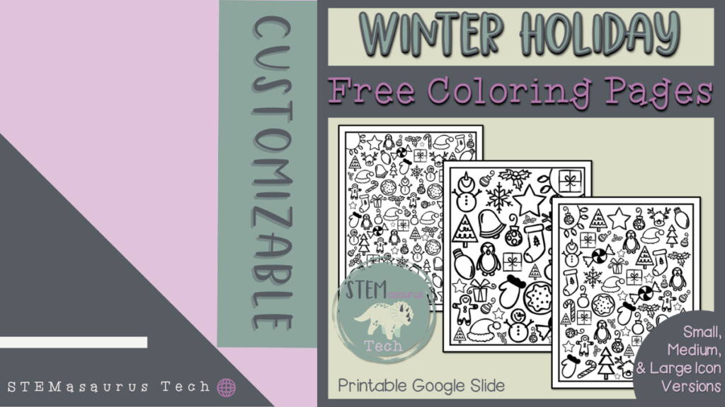 featured image with text stating a customizable free printable coloring pages christmas